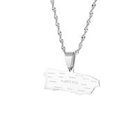 Générique For Puerto Rico Stainless Steel Map Pendant Necklaces Map Jewelry Gold Color Items for Women Man Party Gifts Earrings Sets Round Ball Jewelry (Model 4)