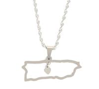 Générique For Puerto Rico Stainless Steel Map Pendant Necklaces Map Jewelry Gold Color Items for Women Man Party Gifts Earrings Sets Round Ball Jewelry (Model 10)