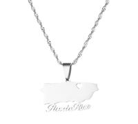 Générique For Puerto Rico Stainless Steel Map Pendant Necklaces Map Jewelry Gold Color Items for Women Man Party Gifts Earrings Sets Round Ball Jewelry (Model 16)