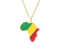Générique For Republic of CongoStainless Steel African Map Pendant Necklaces Map Jewelry Gold Color Items for Bridal Women Man Party Gifts Earrings Sets Round Ball Jewelry