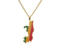 Générique For Republic of the Congo Map Stainless Steel Map Pendant Necklaces Jewelry Gold Color Items for Bridal Women Man Gifts Party Earrings Sets Jewelry(Gold for Republic of the Congo Map)