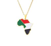 Générique For Republic of the sudan Stainless Steel African Map Pendant Necklaces Map Jewelry Gold Color Items for Bridal Women Man Party Gifts Earrings Sets Round Ball Jewelry