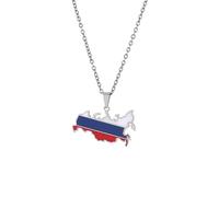 Générique For Russia Stainless Steel Map Pendant Necklaces Jewelry Gold Color Items For Women Man Party Gifts Ethnic StyleJewelry(For Russia(Silver))