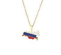 Générique For Russia Stainless Steel Map Pendant Necklaces Jewelry Gold Color Items For Women Man Party Gifts Ethnic StyleJewelry(For Russia(Gold))