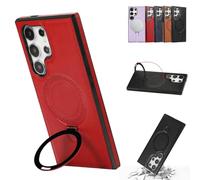 Générique for Samsung Luxurious Leather Magnetic Case with Invisible Stand,Anti Drop Shockproof Metal Magnetic Stand for Samsung Series Phone Cover,for Samsung S22 S23 S24 S25 Plus Ultra