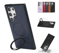 Générique for Samsung Luxurious Leather Magnetic Case with Invisible Stand,Anti Drop Shockproof Metal Magnetic Stand for Samsung Series Phone Cover,for Samsung S22 S23 S24 S25 Plus Ultra