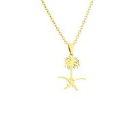 Générique For Saudi Arabia Stainless Steel Map Pendant Necklaces Map Jewelry Gold Color Emblem Symbol Items for Bridal Women Man Party Gifts Earrings Sets Round Ball Jewelry (Model 1)