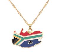 Générique For South Africa Stainless Steel Map Pendant Necklaces Map Jewelry Gold Color Items for Bridal Women Man Party Gifts Earrings Sets Round Ball Jewelry