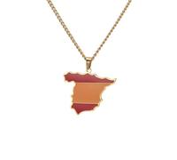 Générique For Spain Map Stainless Steel Map Pendant Necklaces Jewelry Gold Color Items for Bridal Women Man Gifts Party Earrings Sets Jewelry(Gold for Spain Map)
