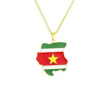 Générique For Suriname Stainless Steel Map Pendant Necklaces Jewelry Gold Color Items for Bridal Women Man Party Gifts Earrings Sets Jewelry (Model 3)
