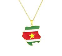 Générique For Suriname Stainless Steel Map Pendant Necklaces Jewelry Gold Color Items for Bridal Women Man Party Gifts Earrings Sets Jewelry (Model 5)