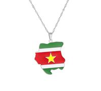 Générique For Suriname Stainless Steel Map Pendant Necklaces Jewelry Gold Color Items for Bridal Women Man Party Gifts Earrings Sets Jewelry (Model 6)