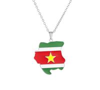 Générique For Suriname Stainless Steel Map Pendant Necklaces Jewelry Gold Color Items for Bridal Women Man Party Gifts Earrings Sets Jewelry (Model 4)