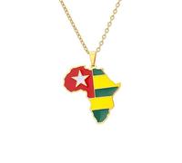 Générique For Togo Stainless Steel African Map Pendant Necklaces Map Jewelry Gold Color Items for Bridal Women Man Party Gifts Earrings Sets Round Ball Jewelry