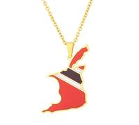 Générique For Trinidad and For Tobago Stainless Steel Map Pendant Necklaces Map Jewelry Gold Color Items Bridal Women Man Party Gifts Jewelry (Model 1)