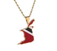 Générique For Trinidad and For Tobago Stainless Steel Map Pendant Necklaces Map Jewelry Gold Color Items Bridal Women Man Party Gifts Jewelry (Model 13)
