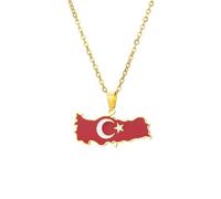 Générique For Turkey Stainless Steel Map Gold Pendant Necklace,Fashionable and Versatile,for Men Women Brides and Grooms,Wedding Parties,Various Festivals (model6)