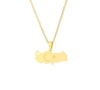 Générique For Turkey Stainless Steel Map Gold Pendant Necklace,Fashionable and Versatile,for Men Women Brides and Grooms,Wedding Parties,Various Festivals (model2)