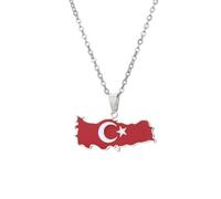 Générique For Turkey Stainless Steel Map Pendant Necklaces Jewelry Gold Color Items for Bridal Women Man Party Gifts Earrings Sets Jewelry (Model 2)