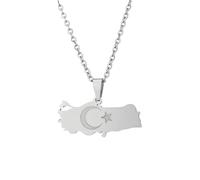 Générique For Turkey Stainless Steel Map Pendant Necklaces Jewelry Gold Color Items for Bridal Women Man Party Gifts Earrings Sets Jewelry (Model 6)