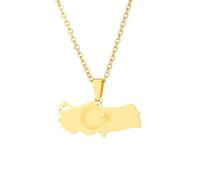 Générique For Turkey Stainless Steel Map Pendant Necklaces Jewelry Gold Color Items for Bridal Women Man Party Gifts Earrings Sets Jewelry (Model 5)