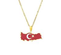Générique For Turkey Stainless Steel Map Pendant Necklaces Jewelry Gold Color Items for Bridal Women Man Party Gifts Earrings Sets Jewelry (Model 1)