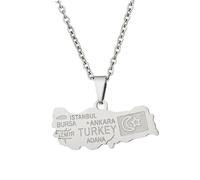 Générique For Turkey Stainless Steel Map Pendant Necklaces Jewelry Gold Color Items for Bridal Women Man Party Gifts Earrings Sets Jewelry (Model 7)