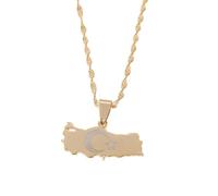 Générique For Turkish Stainless Steel Pendant Necklaces Jewelry Gold Color Items for Bridal Women Man Party Gifts Earrings Sets Round Ball Jewelry (Model 1)