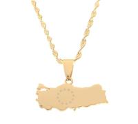 Générique For Turkish Stainless Steel Pendant Necklaces Jewelry Gold Color Items for Bridal Women Man Party Gifts Earrings Sets Round Ball Jewelry (Model 11)