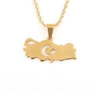Générique For Turkish Stainless Steel Pendant Necklaces Jewelry Gold Color Items for Bridal Women Man Party Gifts Earrings Sets Round Ball Jewelry (Model 5)
