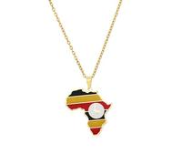 Générique For Uganda Stainless Steel African Map Pendant Necklaces Map Jewelry Gold Color Items for Bridal Women Man Party Gifts Earrings Sets Round Ball Jewelry
