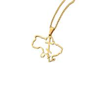 Générique For Ukrainian Symbol Stainless Steel Map Pendant Necklaces Map Jewelry Gold Color Items for Bridal Women Man Party Gifts Earrings Sets Round Ball Jewelry (Model 25)