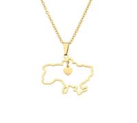 Générique For Ukrainian Symbol Stainless Steel Map Pendant Necklaces Map Jewelry Gold Color Items for Bridal Women Man Party Gifts Earrings Sets Round Ball Jewelry (Model 7)