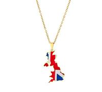 Générique For United Kingdom Stainless Steel Map Pendant Necklaces Jewelry Gold Color Items For Women Man Party Gifts Ethnic StyleJewelry(For United Kingdom(Gold))