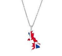 Générique For United Kingdom Stainless Steel Map Pendant Necklaces Jewelry Gold Color Items For Women Man Party Gifts Ethnic StyleJewelry(For United Kingdom(Silver))