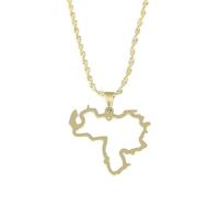 Générique For Venezuela Stainless Steel Map Gold Pendant Necklace,Fashionable and Versatile,for Men Women Brides and Grooms,Wedding Parties,Various Festivals (model7)