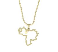 Générique For Venezuela Stainless Steel Map Gold Pendant Necklace,Fashionable and Versatile,for Men Women Brides and Grooms,Wedding Parties,Various Festivals (model5)