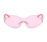Générique for Women, Rimless Shield Wrap Around Shades, 2000s Glasses, UV400 Protection Fashion Eyewear for Men and Women