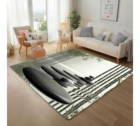 Générique Forêt de Bambous Ovale Tapis pour Chambre 180x240cm Tapis Antidérapant Plantes du Bambou Doux au Toucher Décoration pour Salon, Cuisine, Lavable en Machine Descente de Lit