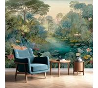 Générique Forêt Tropicale Papier Peint Panoramique Jungle Papier Peint Forêt Tropicale Intissé Salon Chambre Mural Décoration 350 x 256 cm