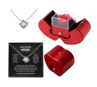 Générique Forever Flower with Necklace - Rose Box with Necklace, Artificial Forever Flower |Exquisitely Crafted Necklaces for Women | Red Eternally Box for Valentines Day, Thanksgiving