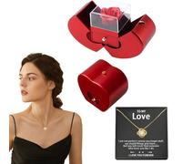 Générique Forever Flower with Necklace - Rose Box with Necklace, Artificial Forever Flower |Exquisitely Crafted Necklaces for Women | Red Eternally Box for Valentines Day, Thanksgiving