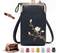 Générique Forever Savour Women Sling Cross-Body Wallet with Mobile Cell Phone Holder, Forever Savour Mobile Phone Bag cool (Black)