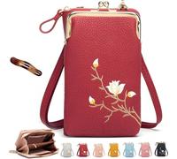 Générique Forever Savour Women Sling Cross-Body Wallet with Mobile Cell Phone Holder, Forever Savour Mobile Phone Bag cool (Wine Red)