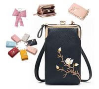 Générique Forever Savour Women Sling Cross-Body Wallet with Mobile Cell Phone Holder, PU Leather Purse Cross body, Adjustable Strap (Black)