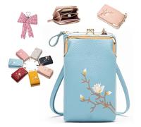 Générique Forever Savour Women Sling Cross-Body Wallet with Mobile Cell Phone Holder, PU Leather Purse Cross body, Adjustable Strap (Blue)