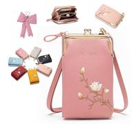 Générique Forever Savour Women Sling Cross-Body Wallet with Mobile Cell Phone Holder, PU Leather Purse Cross body, Adjustable Strap (Pink)