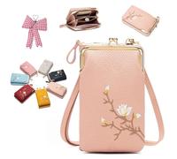 Générique Forever Savour Women Sling Cross-Body Wallet with Mobile Cell Phone Holder, PU Leather Purse Cross body, Adjustable Strap (Light Pink)