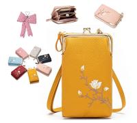 Générique Forever Savour Women Sling Cross-Body Wallet with Mobile Cell Phone Holder, PU Leather Purse Cross body, Adjustable Strap (Yellow)