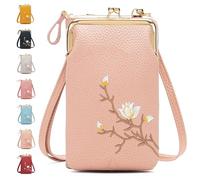 Générique ForeverSavour Women Sling Cross-Body Wallet with Mobile Cell Phone Holder, Passport Cellphone Crossbody Purse Bag (pink)